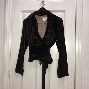 Velvet Wrap over Blouse
